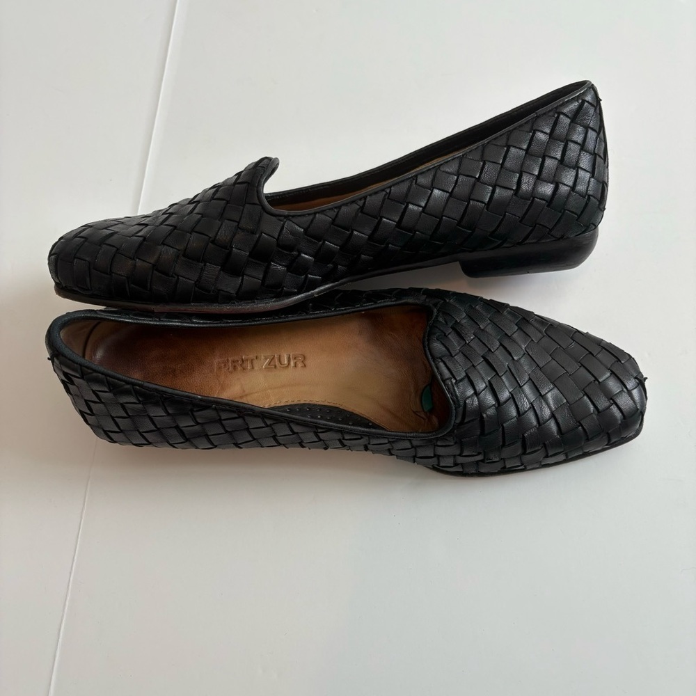 Robert Zur Black Woven Leather Flats - Picture 3 of 8